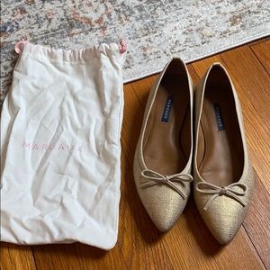 Margaux pointe gold linen flats